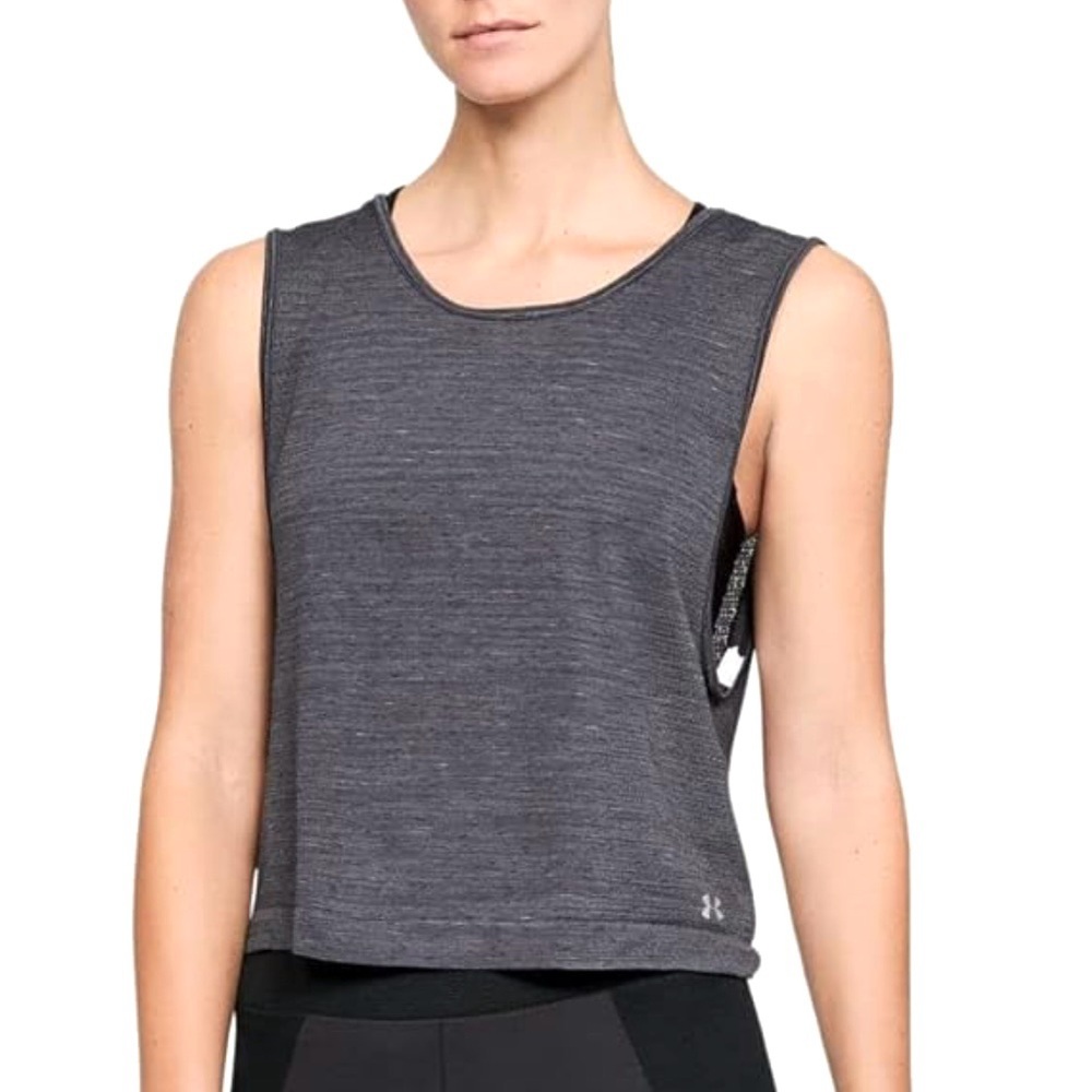 Under Armour Threadborne Seamless Charcoal Mesh Muscle Tee Active top size S